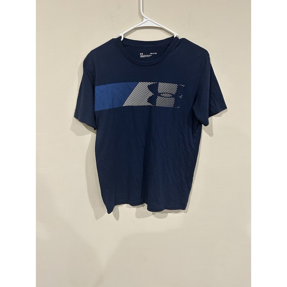 Under Armour Shirt Small Adult Navy Loose Heatgear Crewneck Short Sleeve Mens S
